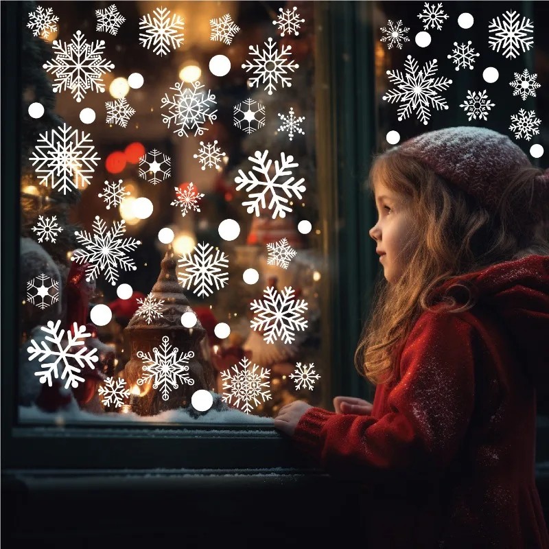 Snowflake Window Decal - christmas window clings snowflakes window decals