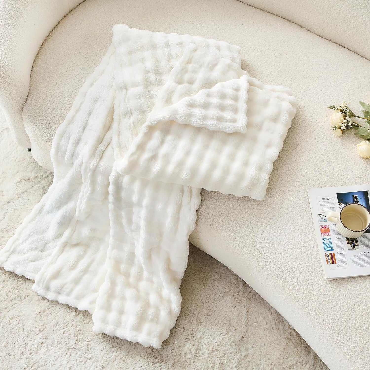 3D Bubble White Plush Blankets - Christmas Throw Blanket 评论和价格