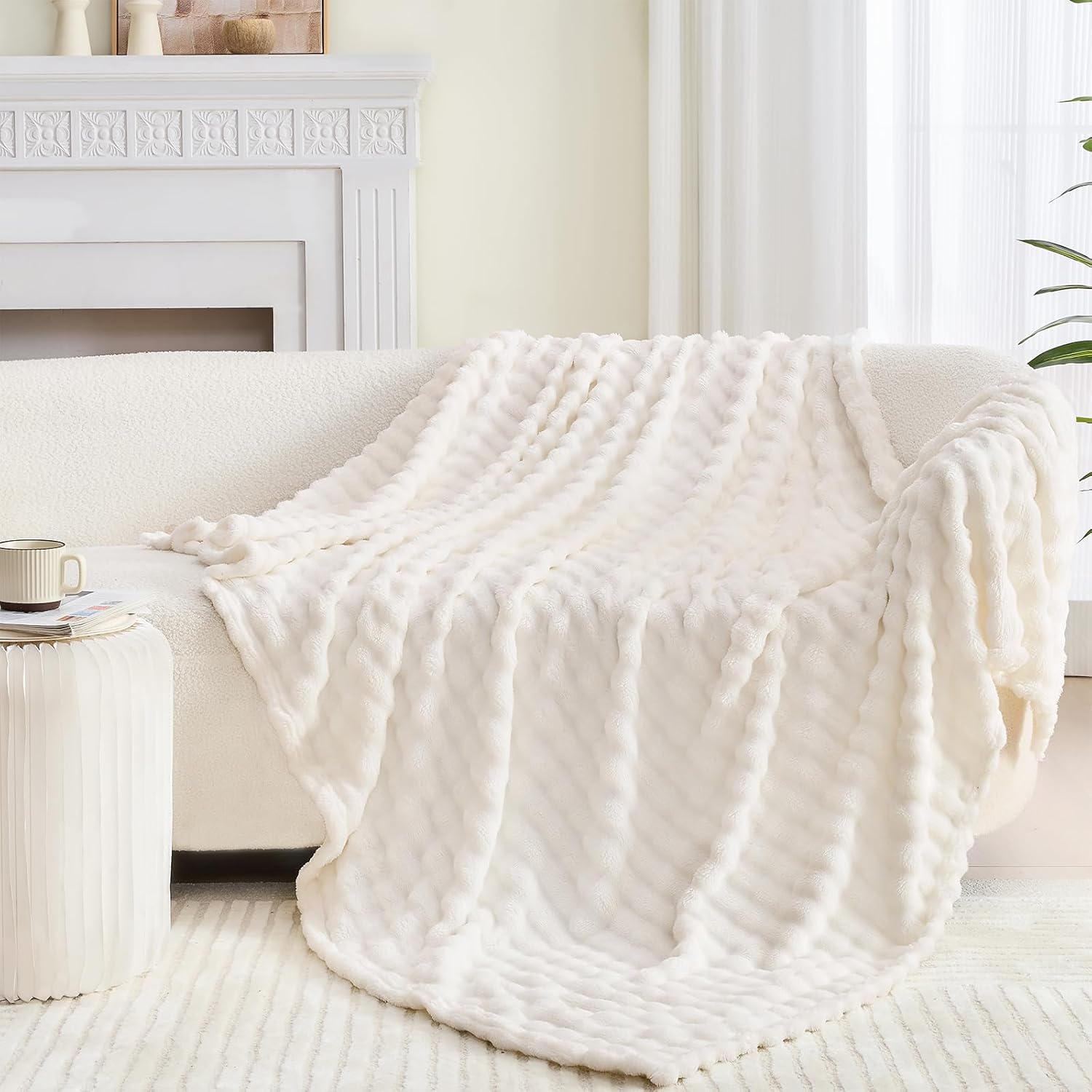 3D Bubble White Plush Blankets - Christmas Throw Blanket 评论和价格
