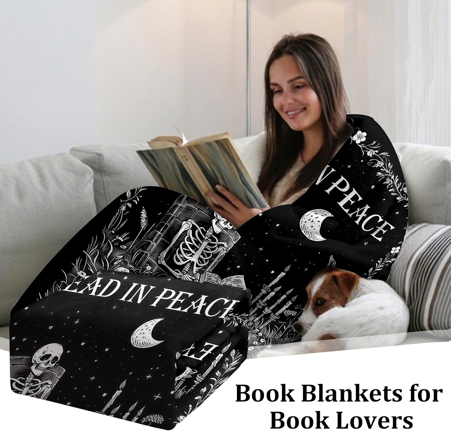 Gothic Ghost Reading Book Blan - Christmas Throw Blanket 评论和价格