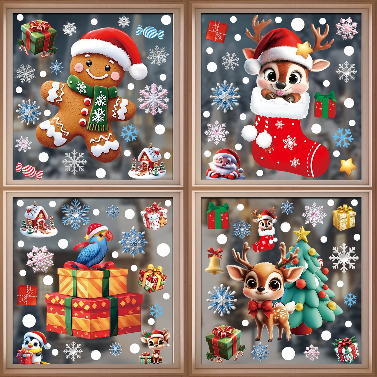 Christmas Window Stickers Ging - Snowflake Window Decal 评论和价格