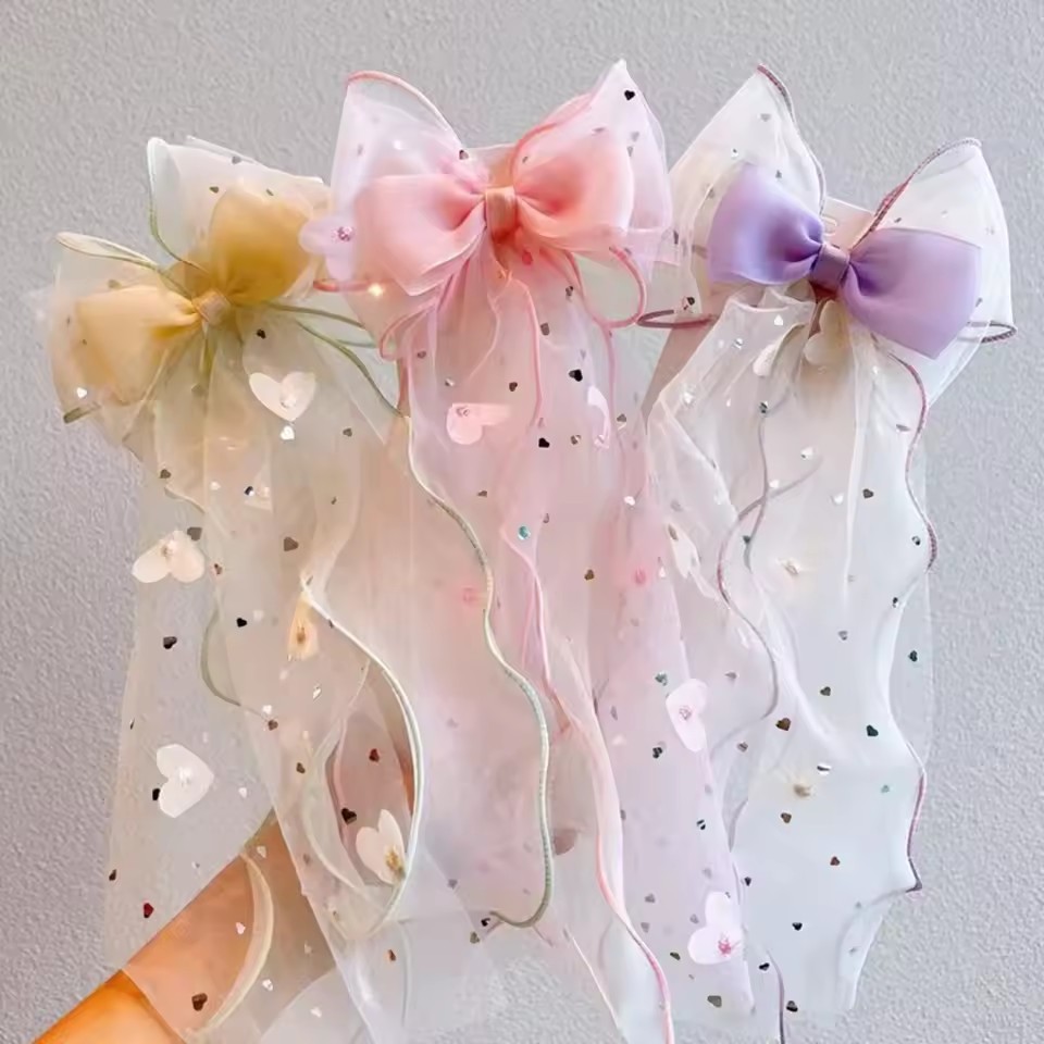 Korean Fairy Mesh Bow Hair Cli - Ribbon Bow Gift 评论和价格