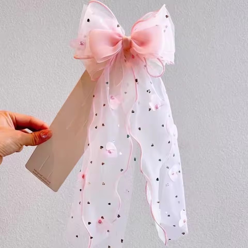 Korean Fairy Mesh Bow Hair Cli - Ribbon Bow Gift 评论和价格