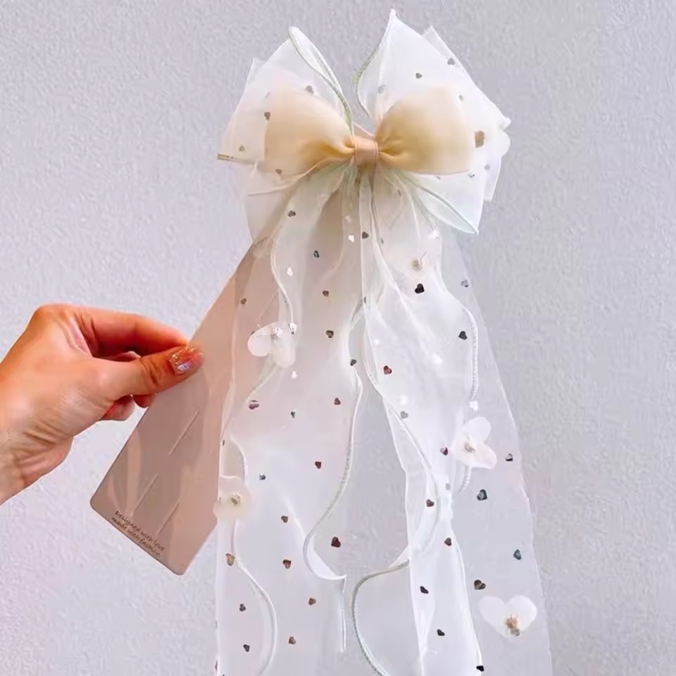 Korean Fairy Mesh Bow Hair Cli - Ribbon Bow Gift 评论和价格